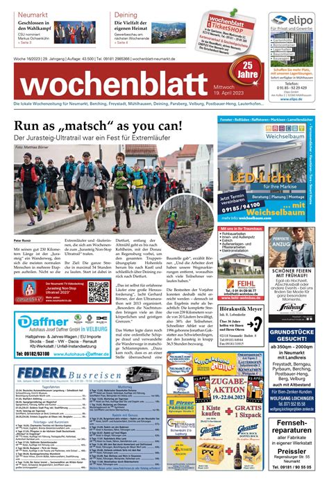 Das Wochenblatt Neumarkt Vom 19 April 2023 Als E Paper Wochenblatt