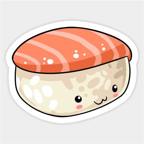 Kawaii Food Salmon Nigiri Japanese Style Kawaii Food Sticker