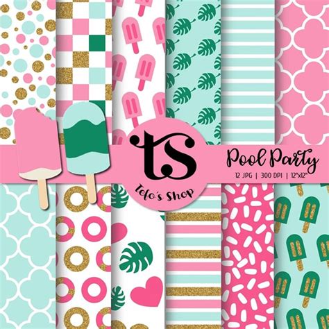 Pool Party Papeles Digitales Paper Pack