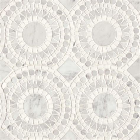 Bedrosians Solis White Carrara White Thassos Honed Marble Blend Mosaic