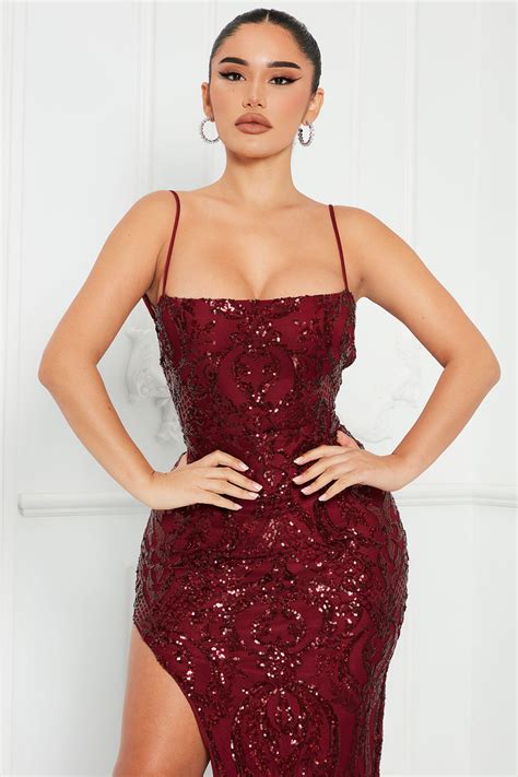 Michelle Sequin Maxi Dress Burgundy Fashion Nova Dresses Fashion