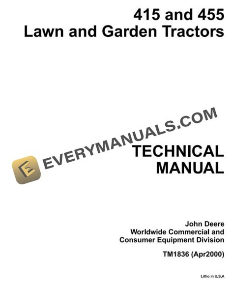 John Deere Lawn Garden Tractor Technical Manual Tm