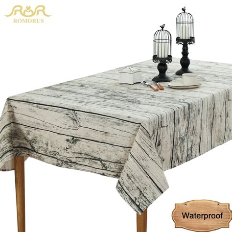 Fashion Design Waterproof Wood Grain Retro Tablecloths Gray Kitchen