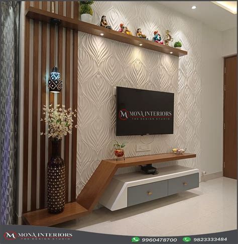 Tv Unit With Paneling And Storage Modern Tv Wall Units Modern Cupboard Design Hall Interior