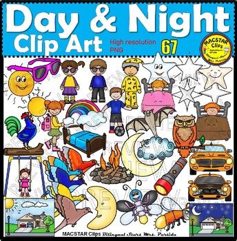 Day and Night Clip Art ClipArt by Bilingual Stars Mrs Partida | TpT