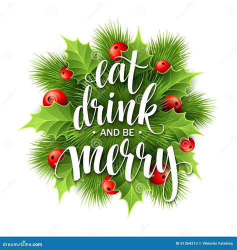 Poster Lettering Eat Drink And Be Merry Cartoon Vector Cartoondealer