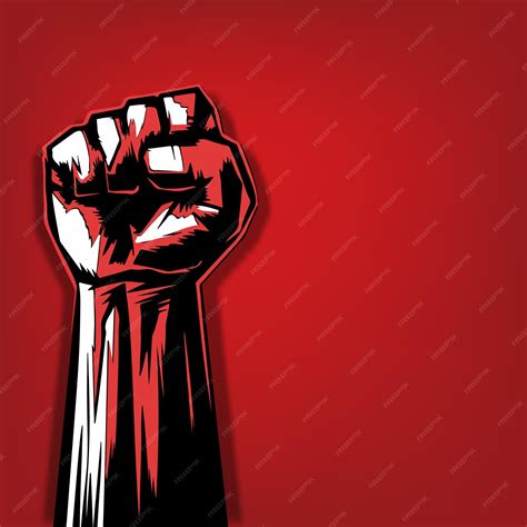 Premium Vector Clenched Red Fist Held High In Protest Vector Illustration