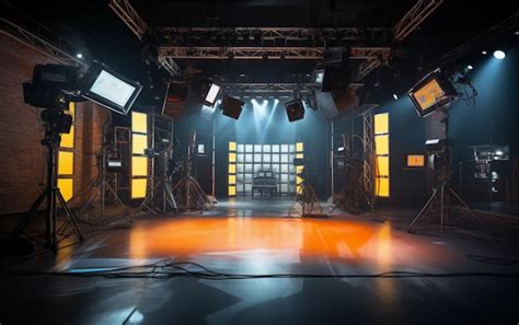 Premium AI Image | TV studio with camera and lights