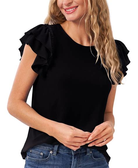 Cece Womens Ruffled Flutter Sleeve Top Macys