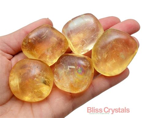 1 Jumbo Honey Gem Calcite Tumbled Stone Yellow Calcite Healing