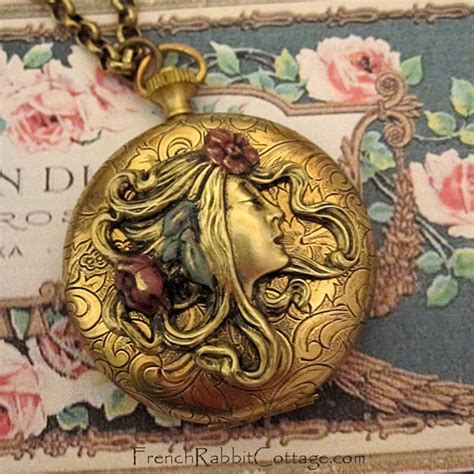 Alphonse Mucha Style Jewelry Locket Necklace. Art Nouveau - Etsy