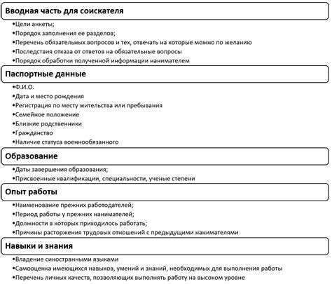 Анкета для личного дела работника: образец (скачать бланк)