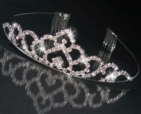 Diadem Tiara Haarreif Haar Krone Silber Strass Hochzeit Braut