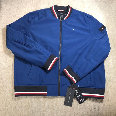 New Tommy Hilfiger Jacket Mens Extra Large Bomber Jacket Red Blue