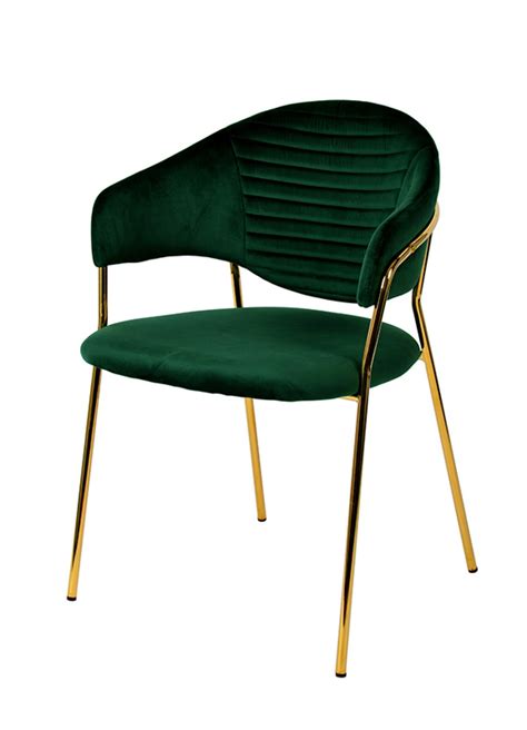 Buy Online Trevor Modern Green Velvet & Gold Dining Chair on Sale