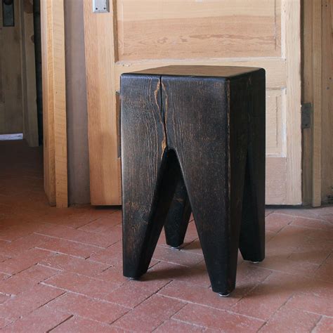 Carved Solid Wood Stool Pfeifer Studio