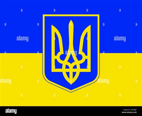 Ukrainian symbols. Coat of arms of Ukraine on the background of the ...