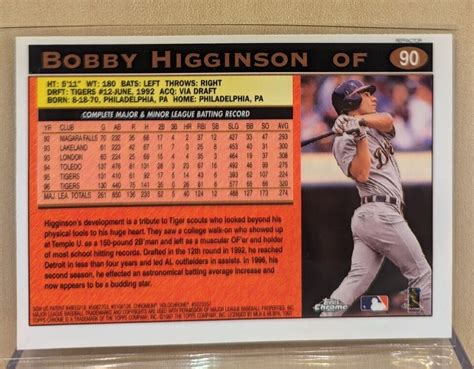 1997 Topps Chrome SILVER REFRACTOR 90 Bobby Higginson RARE ICONIC