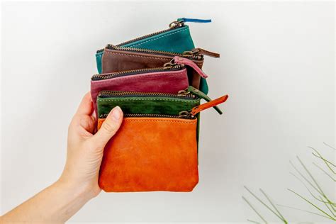 Leather Coin Pouchzippered Pouch Bagleather Coin Pursecoin Purse