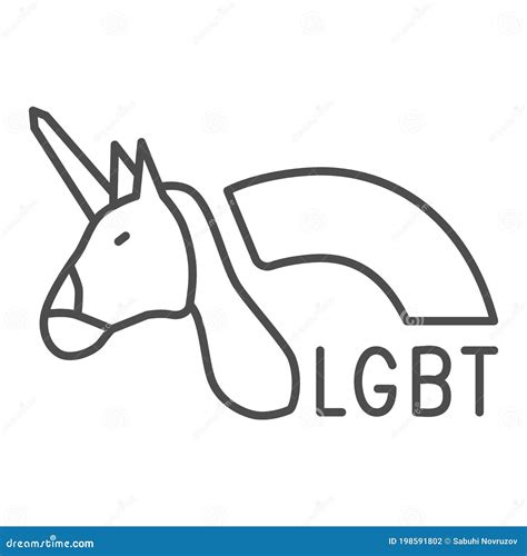 Unicorn And Rainbow Thin Line Icon Lgbt Concept Symbol Of Gays And