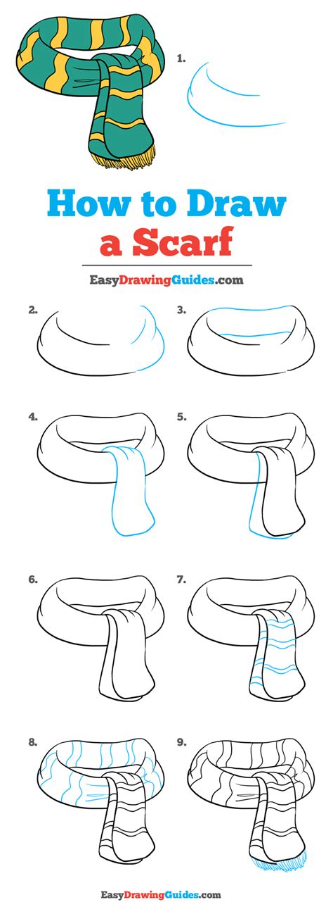 How To Draw A Scarf Really Easy Drawing Tutorial Scarf Drawing