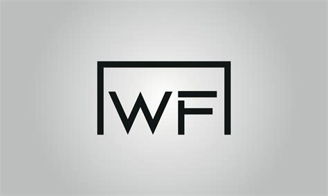 Letter WF logo design. WF logo with square shape in black colors vector ...