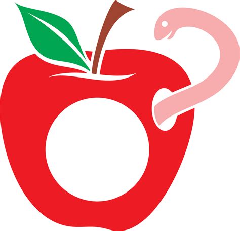 Free Worm In Red Apple Monogram Illustration 11630203 PNG With