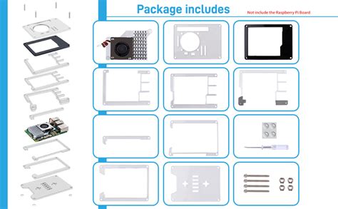 Geeekpi Layers Acrylic Case With Official Raspberry Pi Active