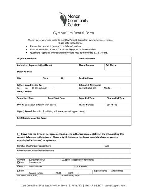 Fillable Online Gymnasium Rental Form Fax Email Print Pdffiller