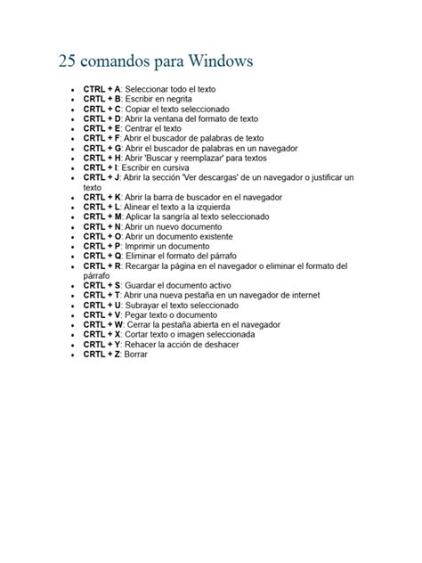 25 Comandos Para Windows | PDF