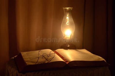 Oil Lamp And Bible Stock Image Image Of Open Light 17103249