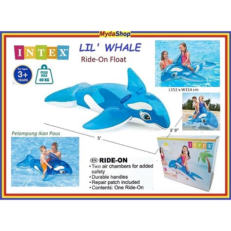 Intex Swim Pool Ride On Float Lil Whale Pelampung Ikan Paus Shopee