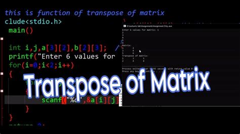 Transpose Of Matrix In C Language Matrix Martix Ka Transpose Kese Kre Youtube