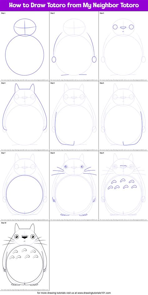 How To Draw Totoro From My Neighbor Totoro Printable Step By Step