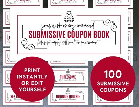 Sex Coupons 100 Submissive Sex Coupons Kinky Coupons Bdsm Etsy