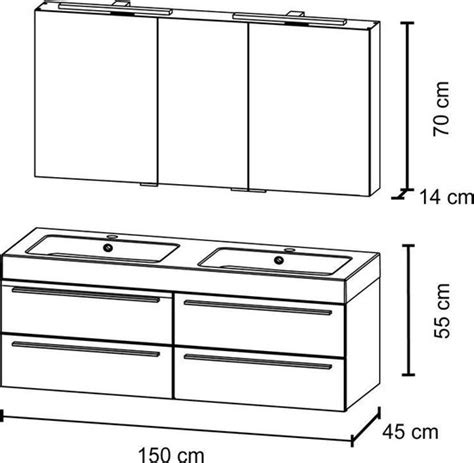 Bruynzeel Bando Set 150 Cm Dubbel 4 Laden Spiegelkast Bardolino