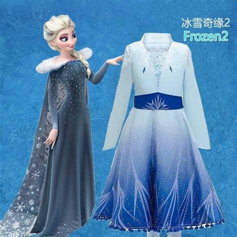 Jual Kostum Kostum Frozen 2 Elsa Anna Jubah Bulu Gaun Beku Disney Dress