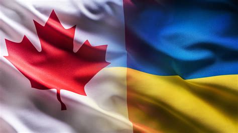 Ukraine And Canada Flags On Politics Meeting Animation A Flag Pole