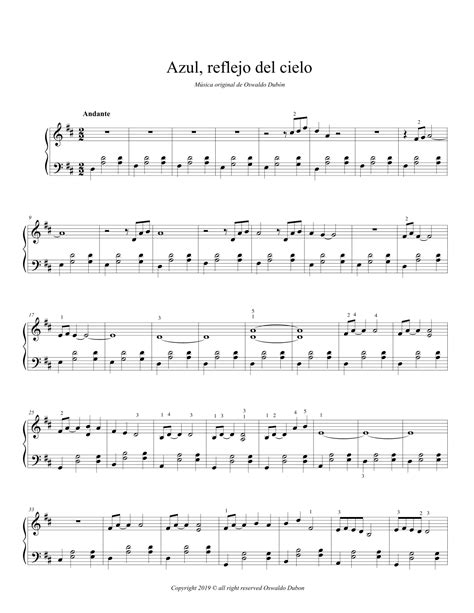 Azul Reflejo Del Cielo Sheet Music Oswaldo Dubon Piano Solo