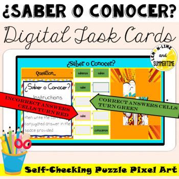 Saber O Conocer Spanish Mystery Picture Puzzle Reveal Digital