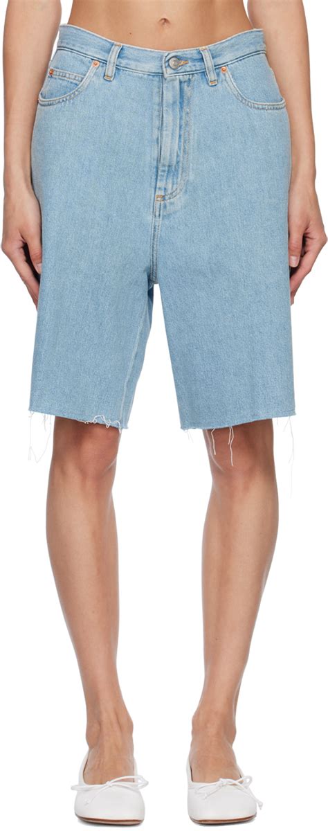 MM6 Maison Margiela Blue Faded Denim Shorts SSENSE