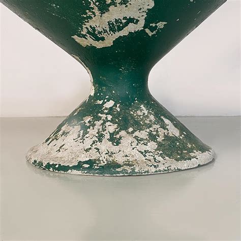 Swiss Mid Century Conical Green Concrete Diable Planter By Willy Gulh