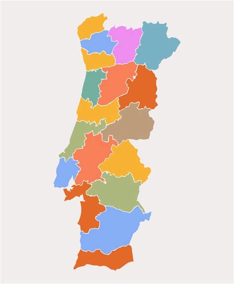 Colorido Mapa De Portugal Con Regiones Y Principales Ciudades