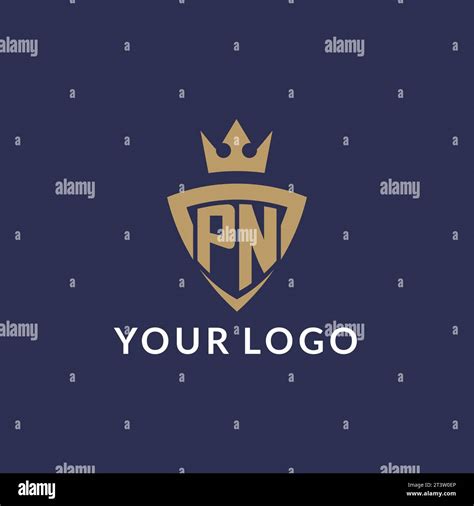 PN Logo With Shield And Crown Monogram Initial Logo Style Vector File