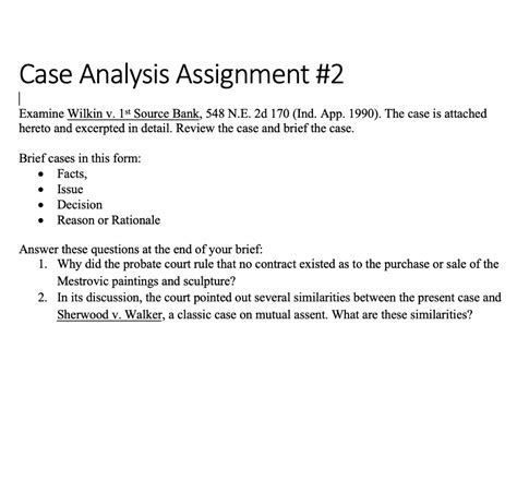 Solved Case Analysis Assignment Examine Wilkin V St Chegg