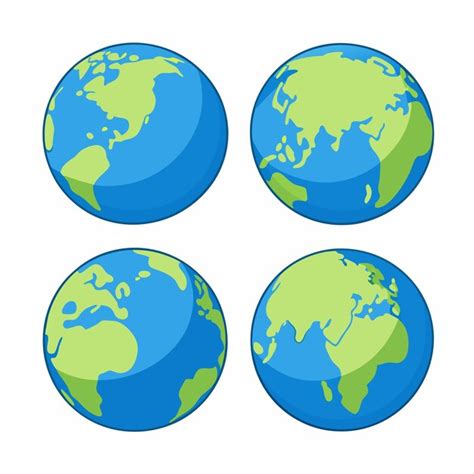 Premium Vector Flat Earth Globes Set On A Isolated White Background 3