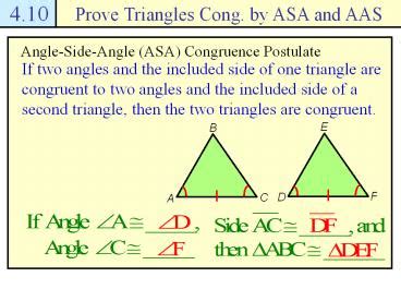 PPT – Angle-Side-Angle (ASA) Congruence Postulate PowerPoint ...