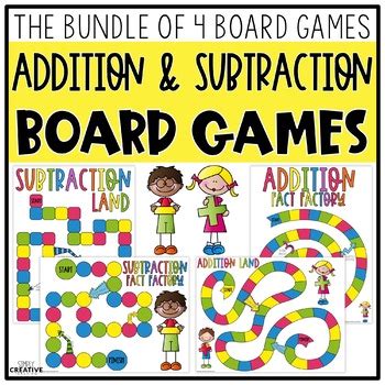 Addition Subtraction Board Games Bundle By Simply Creative Teaching