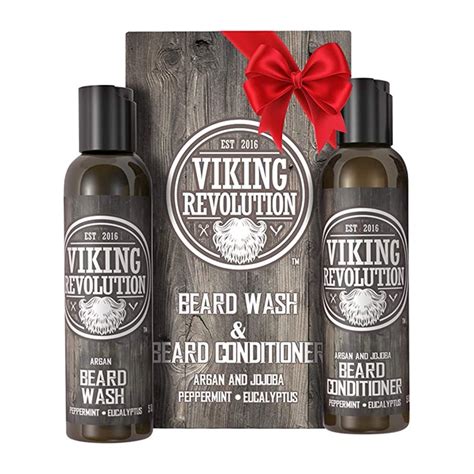 Viking Revolution Beard Wash And Beard Conditioner Set W Argan And Jojoba Oils Softens Smooths