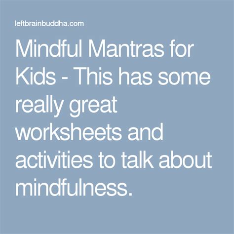 Mindful Mantras For Kids Mantras Mindfulness Kids